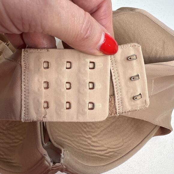 Le Mystere 36DDD 36F Bra Tan Sheer Illusion Demi Underwire Back Closure Beige - Picture 8 of 16